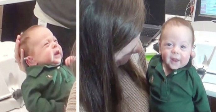 Μωρό 3 εβδομάδων κλαίει μόλις ακούει ήχο για πρώτη φορά, αλλά «παγώνει» όταν η μαμά λέει το όνομα του